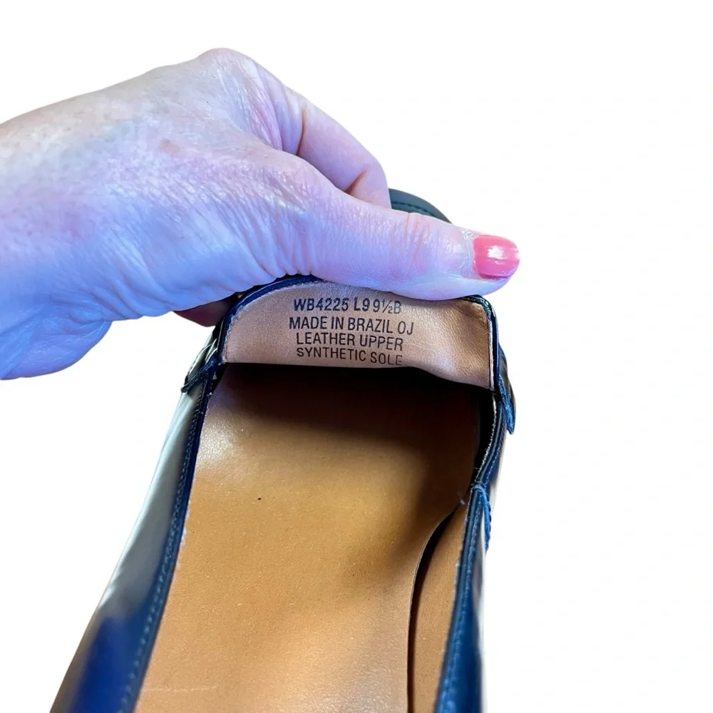 LAUREN Ralph Lauren Black Loafers 9.5 Y2K 90s Block Heel Old Money‎ Preppy Club